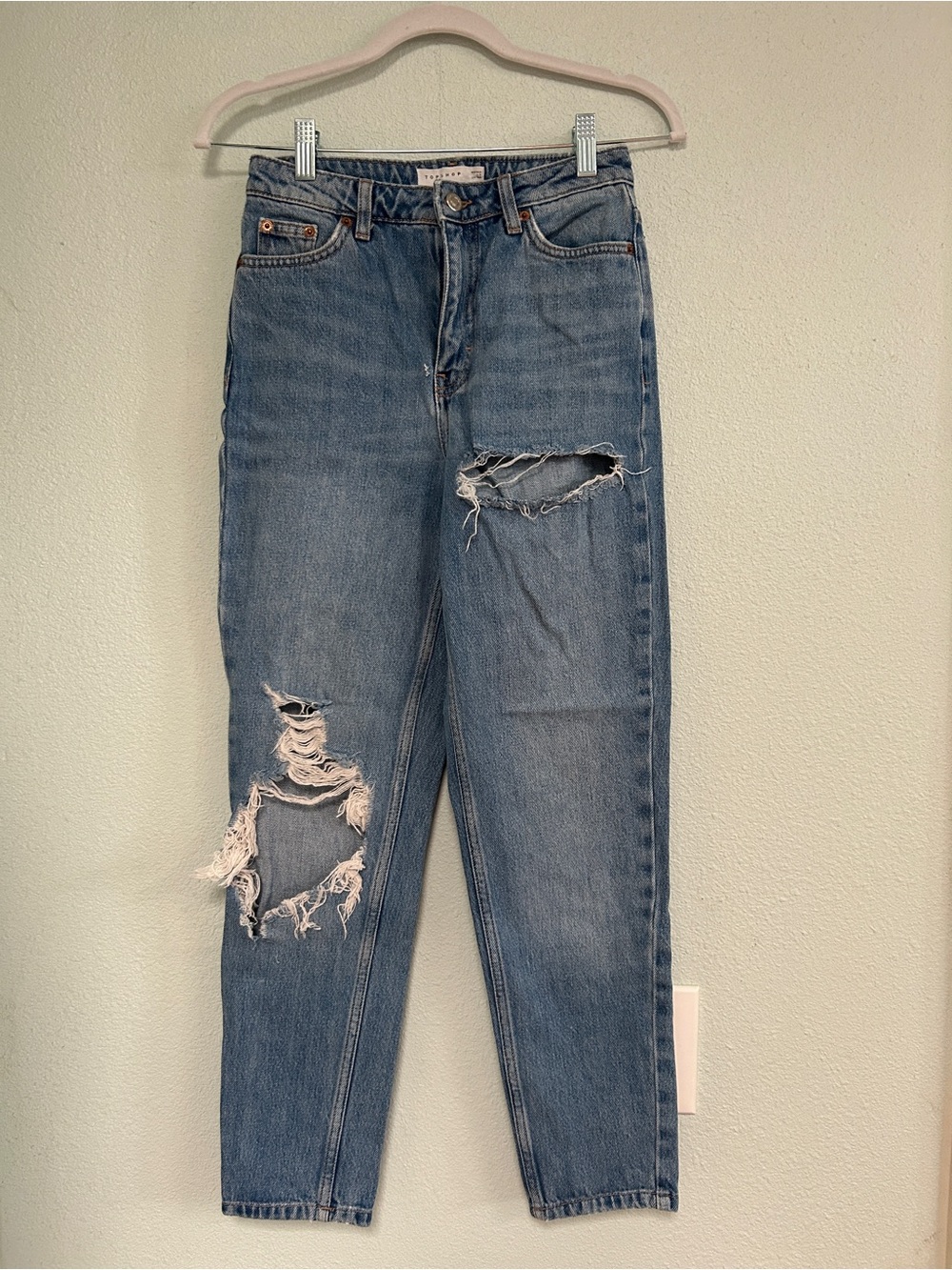 Topshop Light Blue Distressed Boyfriend Jeans